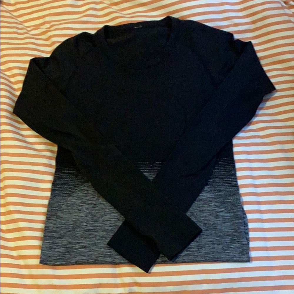 lululemon long sleeve, black/grey ombre, size 6